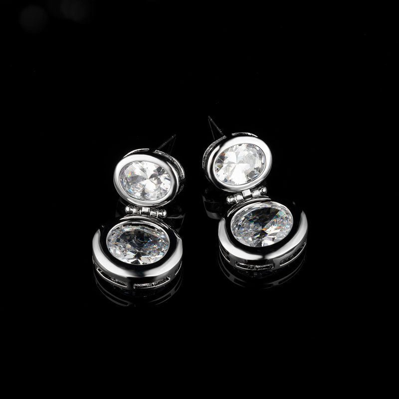 14K Real Gold Plating Round Ring Earrings Micro-Inlaid